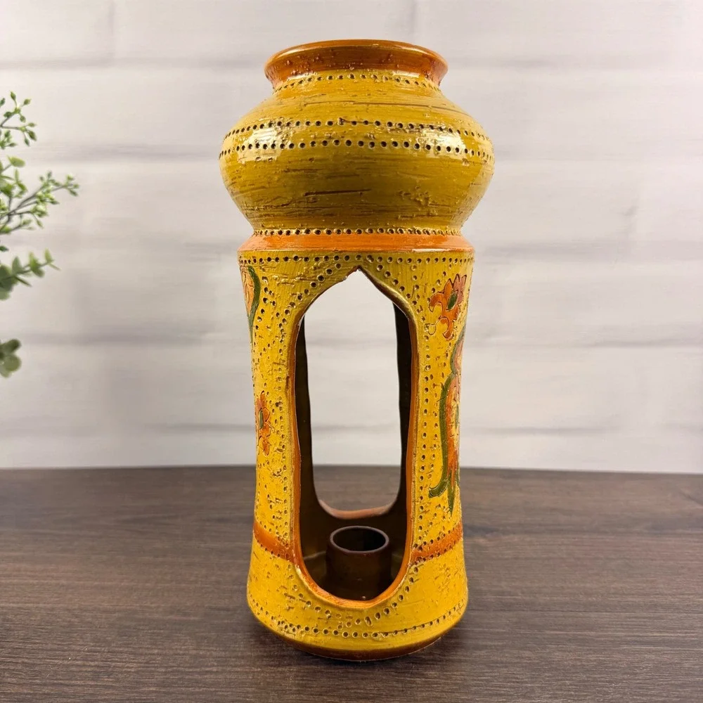 Bitossi Liberty Candle Holder Yellow Italian Pottery Rosenthal Netter